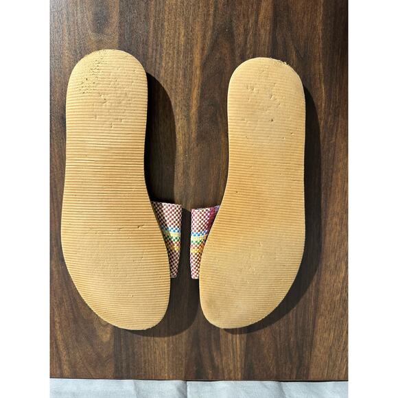 Madewell Sandals Womens 8 Colorful Maddie Slide Flat Casual Woven Rainbow Plaid - Picture 6 of 6